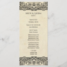 Vintages Verziertes Hochzeitsprogramm Programm