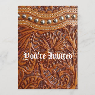 Vintages verziertes Leder des Westernlandes Muster Einladung