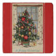 Vintages verziertes Weihnachtsbaum-Rot Töpfeuntersetzer (Vorderseite)