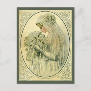 Vintages Viktorianisch Bride Profil, Save the Date Ankündigungspostkarte