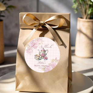 Vintages Viktorianisch-rosa-rosa-Brauttee-Gastgesc Runder Aufkleber