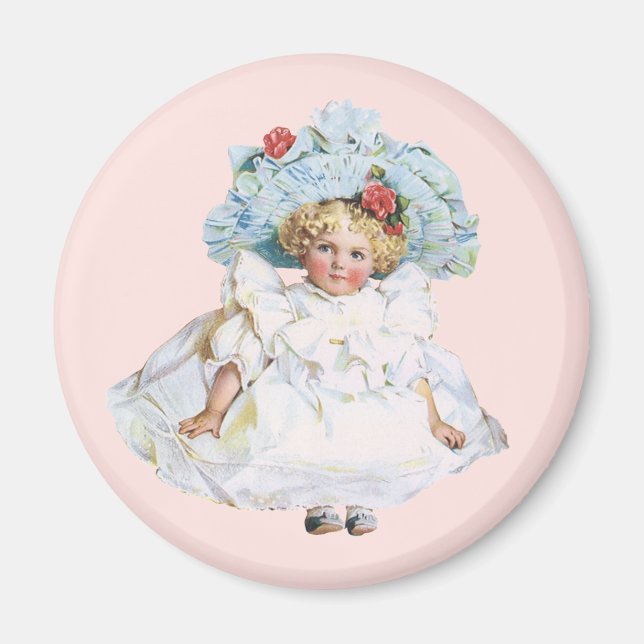 Vintages Viktorianisches Baby Girl Doll, Osteranzu Magnet (Vorne)