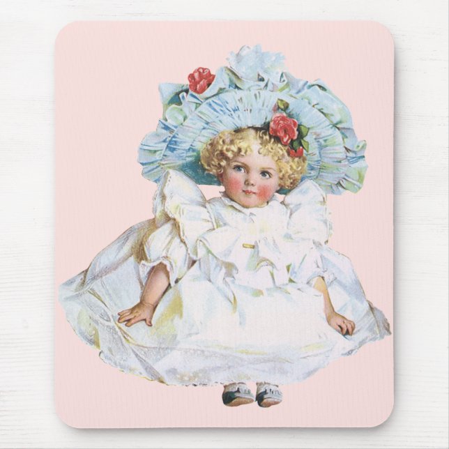 Vintages Viktorianisches Baby Girl Doll, Osteranzu Mousepad (Vorne)
