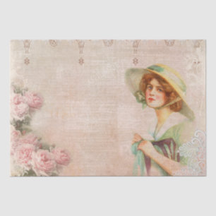 Vintages Viktorianisches Damendekoupage Tissue Pap Seidenpapier