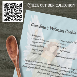 Vintages Viktorianisches Engel Keepake Rezept Geschirrtuch