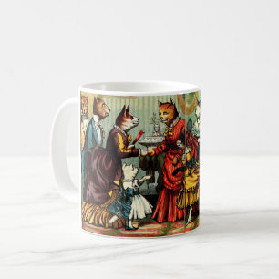 Vintages Viktorianisches Era 1880 Cat Tea Party Kaffeetasse