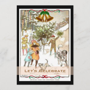 Vintages viktorianisches Feiertags-WeihnachtsParty Einladung