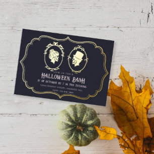 Vintages Viktorianisches Frame Skull-Halloween-Par Folieneinladung