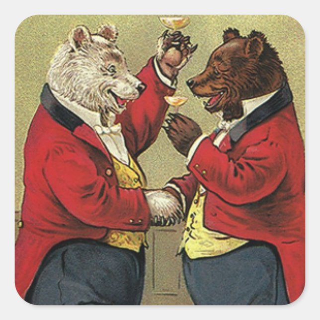 Vintages Viktorianisches Glück, Homosexuell, tanze Quadratischer Aufkleber (Vorderseite)