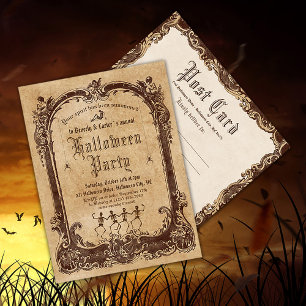 Vintages Viktorianisches Gothic-Halloween-Party Po Postkarte