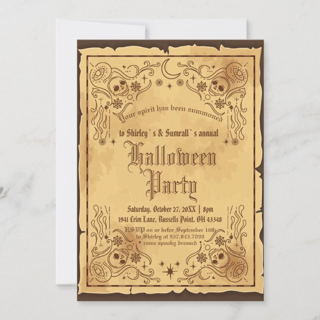 Vintages Viktorianisches Gothic HexenHalloween-Par Einladung (Vorderseite)