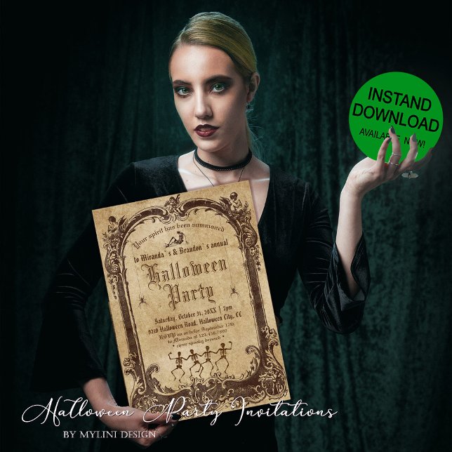 Vintages Viktorianisches gotisches Halloween-Party Einladung (Von Creator hochgeladen)