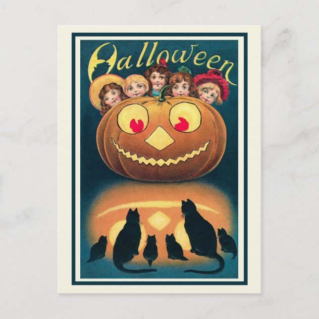 Vintages Viktorianisches Halloween Spooky Jack o'L Postkarte (Vorderseite)