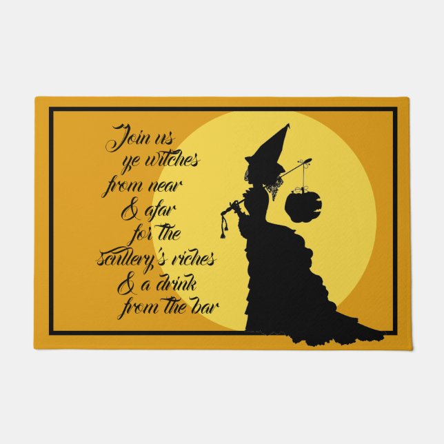 Vintages Viktorianisches Hexenwerk Silhouette Open Fußmatte (Vorderseite)