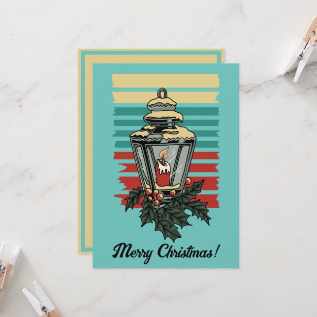 Vintages Viktorianisches, hölzernes Straßenlampe Karte (Vorderseite/Rückseite Beispiel)