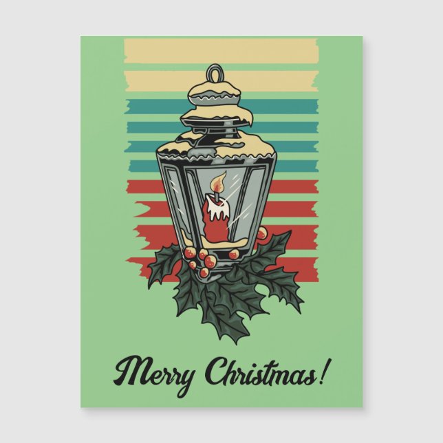 Vintages Viktorianisches, hölzernes Straßenlampe Magnetkarte (Vorderseite)