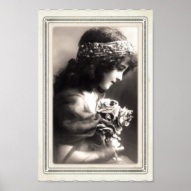 Vintages Viktorianisches kleines Mädchen, das eine Poster (Vorne)