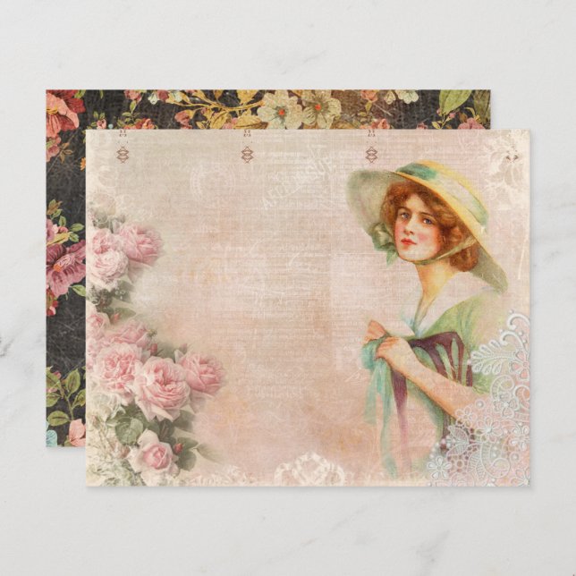 Vintages Viktorianisches Lady Decoupage Scrapbook (Vorne/Hinten)