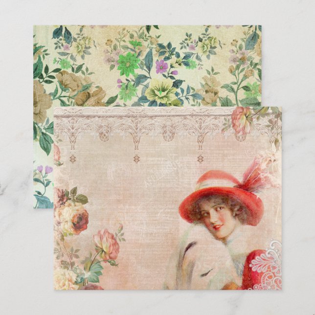 Vintages Viktorianisches Lady Decoupage Scrapbook (Vorne/Hinten)