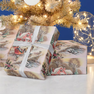 Vintages Viktorianisches LandWeihnachts-Pferdetran Geschenkpapier