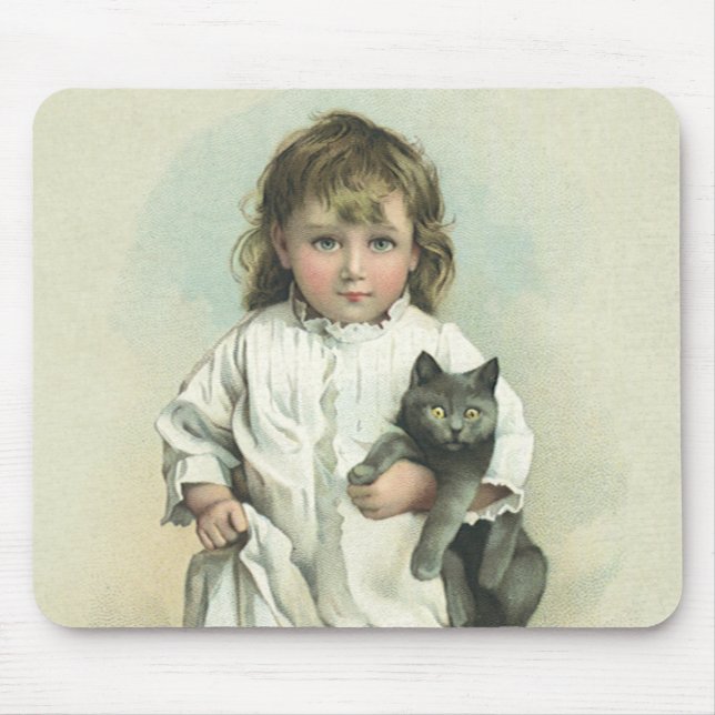 Vintages Viktorianisches Mädchen in einem Nachthem Mousepad (Vorne)