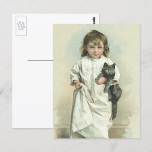 Vintages Viktorianisches Mädchen in einem Nachthem Postkarte
