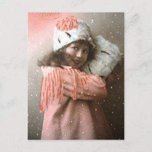 Vintages Viktorianisches Mädchen Postkarte