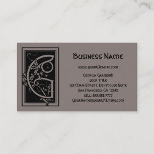 Vintages Viktorianisches Monogramm EleganLetter G Visitenkarte