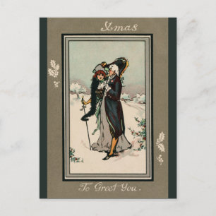 Vintages Viktorianisches Paar Weihnachten Grüße Postkarte