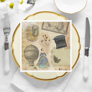 Vintages Viktorianisches Romantik-Papier Napkins Serviette