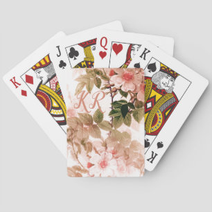 Vintages, Viktorianisches rosa, florales Monogramm Spielkarten