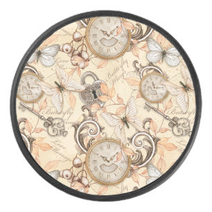 Vintages Viktorianisches Shabby Chic Ländermuster Eishockey Puck