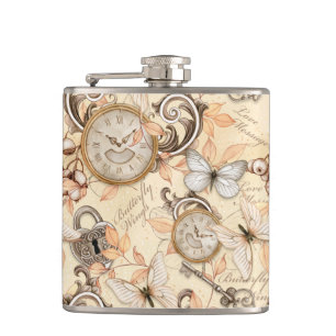 Vintages Viktorianisches Shabby Chic Ländermuster Flachmann