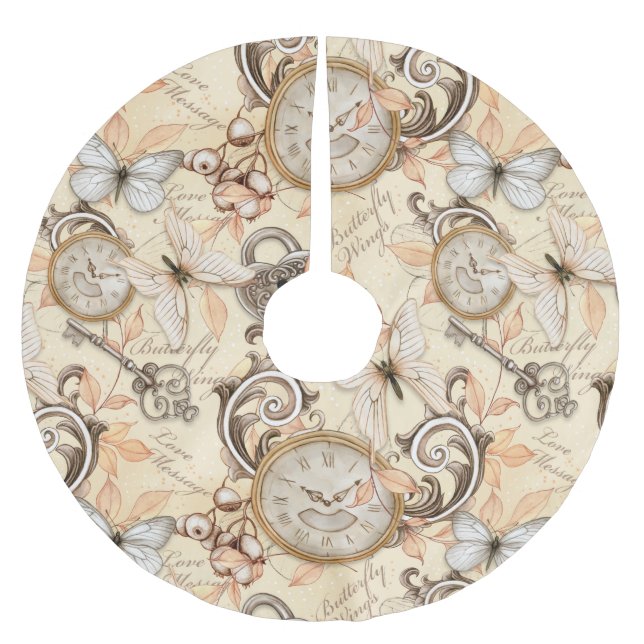 Vintages Viktorianisches Shabby Chic Ländermuster Polyester Weihnachtsbaumdecke (Vorderseite)