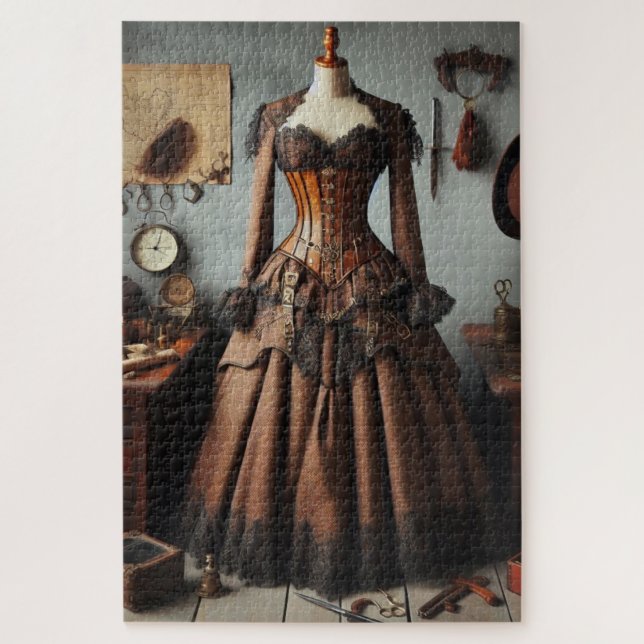 Vintages Viktorianisches Steampunk Lady Detry Dres Puzzle (Vertikal)