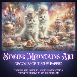 Vintages Viktorianisches Tee Party Katzen Entfärbu Seidenpapier