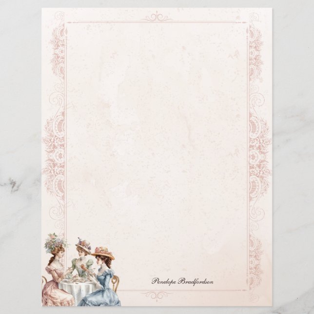 Vintages Viktorianisches Tee Personal Stationery P (Vorderseite)