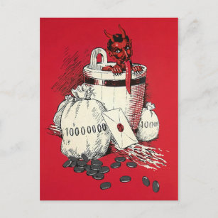 Vintages Viktorianisches Teufelsgeld Postkarte