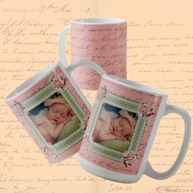 Vintages Viktorianisches verschleiertes Foto Kaffeetasse (Create memories with this baby photo mug)