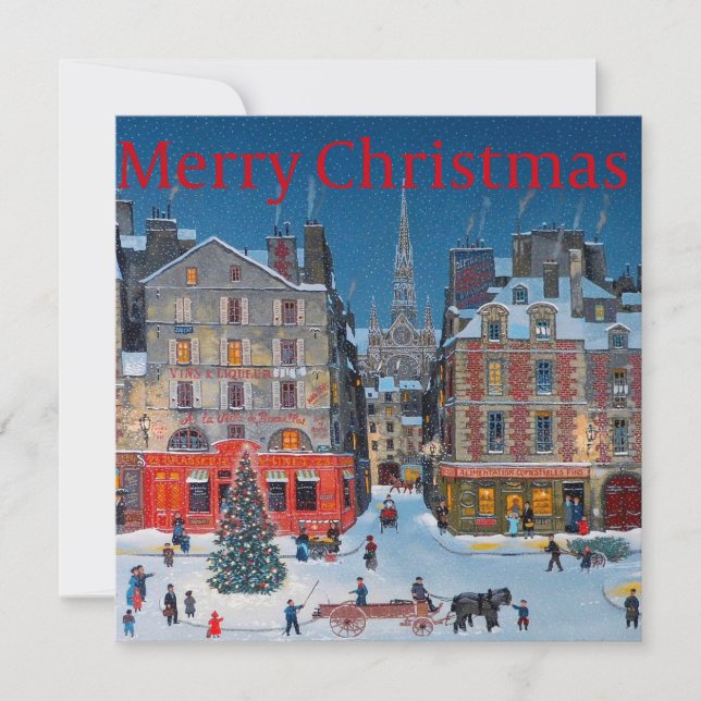 Vintages Viktorianisches Weihnachtsdorf Karte (Vorderseite)