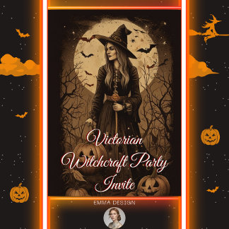 Vintages Viktorianisches Witchcraft-Halloween-Part Einladung