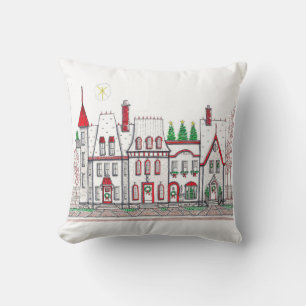 Vintages Village Holiday Pillow Kissen