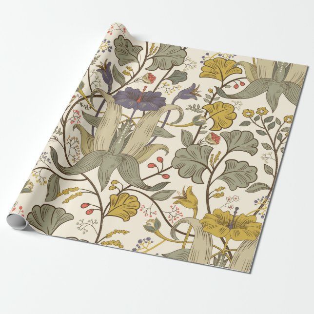 Vintages Vintages, florales Muster. Retro-Plan Geschenkpapier (Ungerollt)