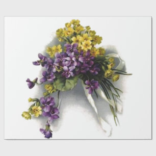 Vintages violettes Blumenstrauß-Brautparty Geschenkpapier