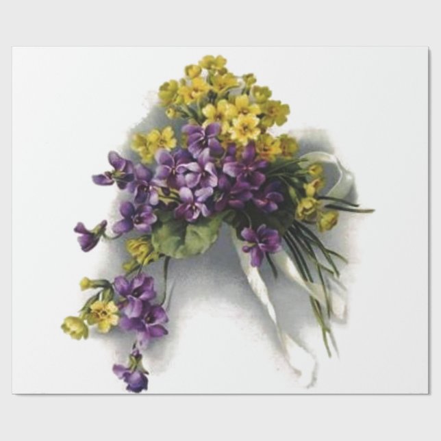 Vintages violettes Blumenstrauß-Brautparty Geschenkpapier (Flach)