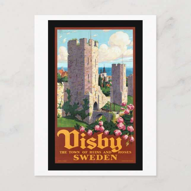 Vintages Visby Schweden Reisen Postkarte (Vorderseite)