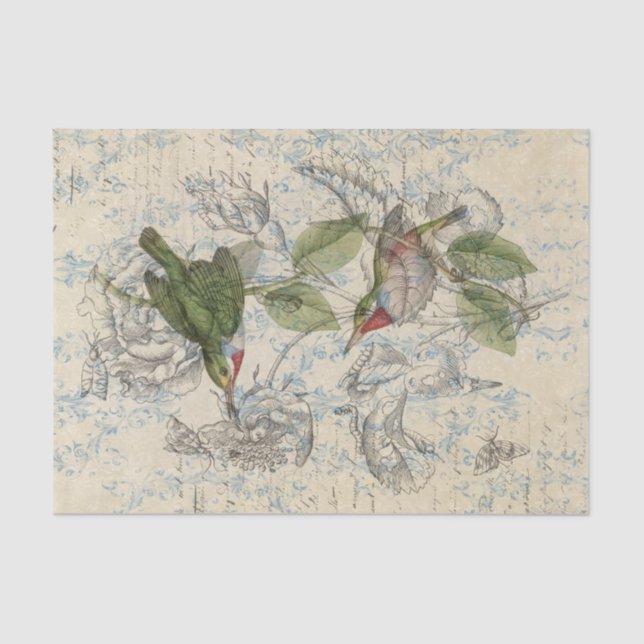 Vintages Vogel-Collagen-Seidenpapier Seidenpapier (Vorderseite)