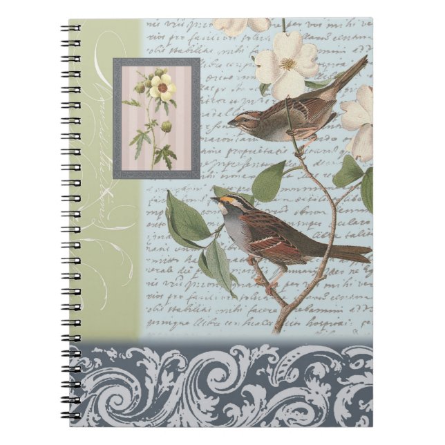 Vintages Vogel… Notizbuch Notizblock (Vorderseite)
