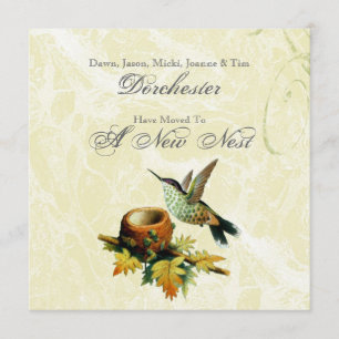 Vintages Vogel-u. Nest-Bewegen Ankündigung