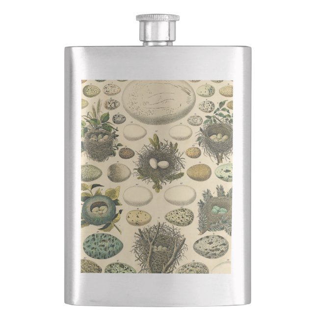 Vintages Vogeleier Nest Malereieier Flachmann (Vorderseite)